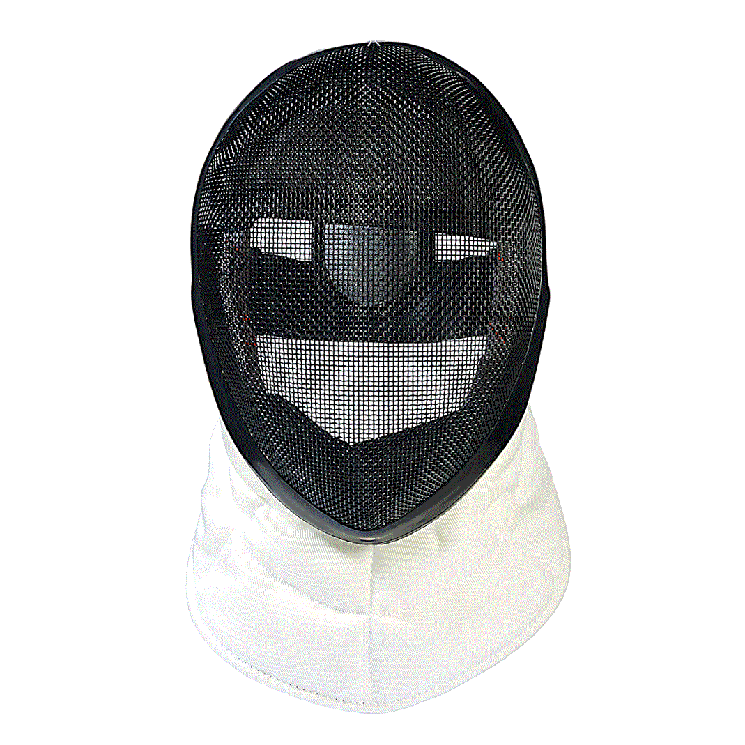 Professional fencing mask animated to rotate to show interior and front Product Photography